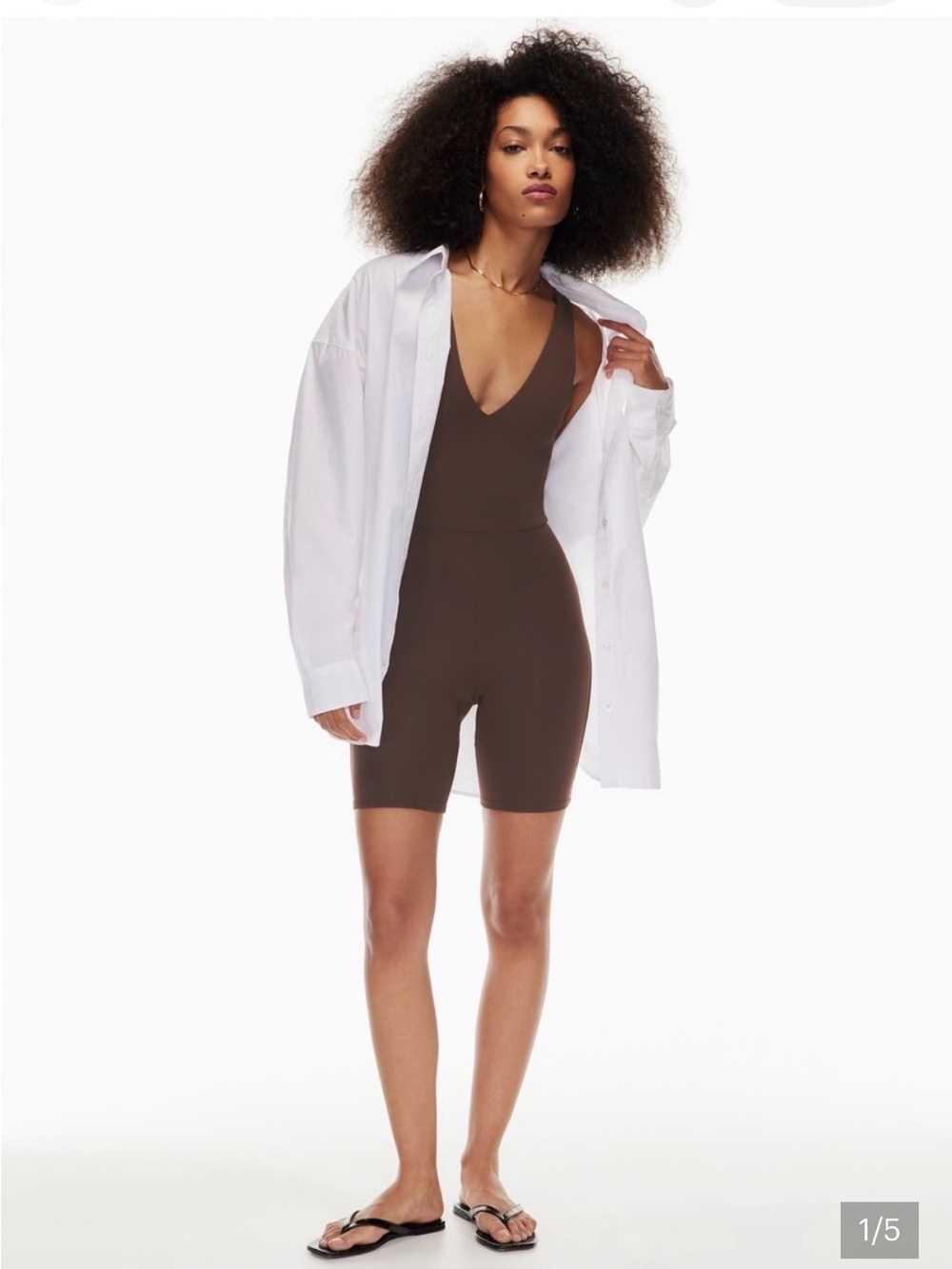 [$88] BABATON Romper XS V-Neck CONTOUR Brown (coffee bean) ARITZIA